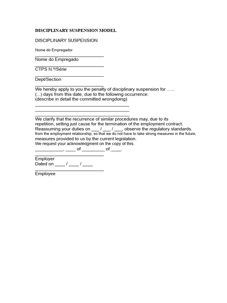 Disciplinary Suspension Model | PDF
