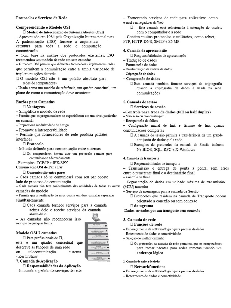 Entendendo o Modelo OSI e Protocolos de Rede | PDF | Rede de ...