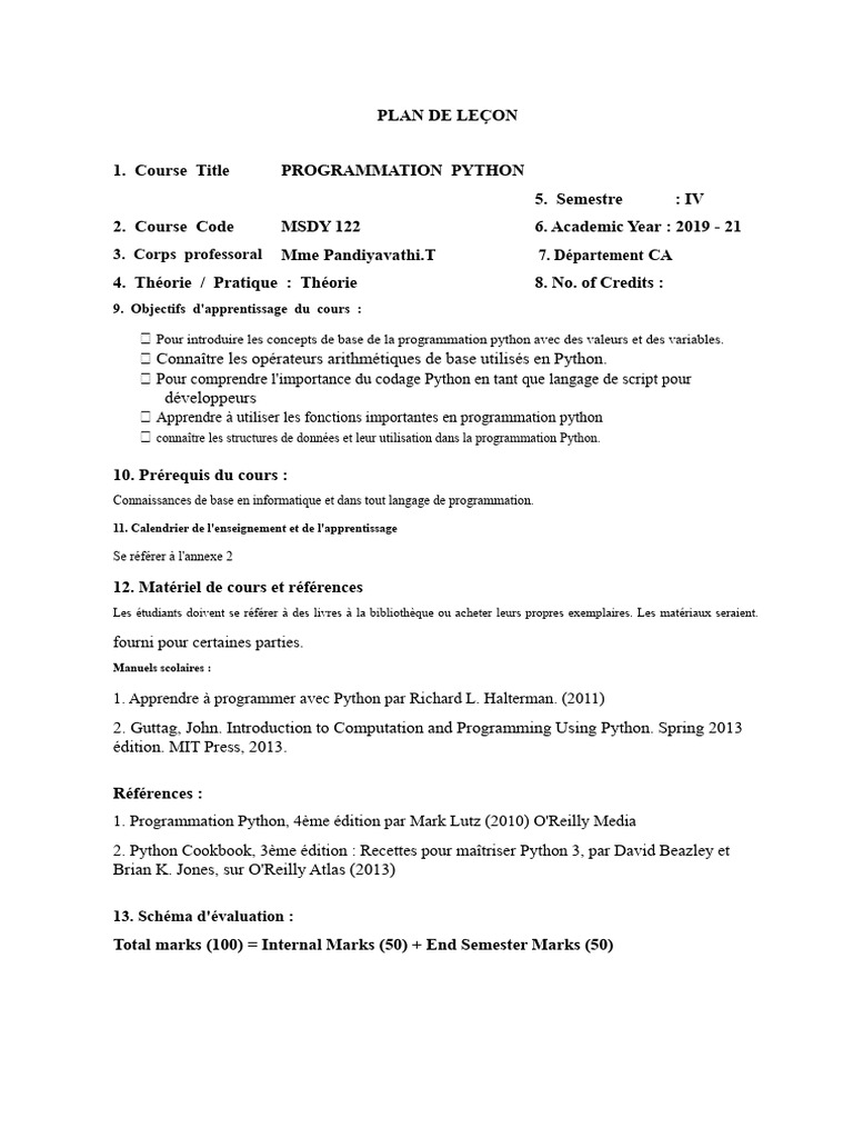 Introduction à la Programmation Python | PDF | Programmation ...