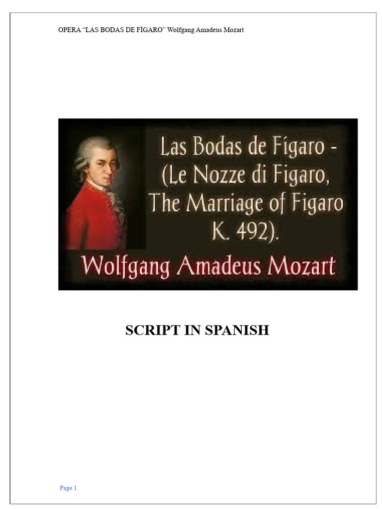 The Marriage of Figaro - Libretto in Spanish | PDF | The Marriage Of ...