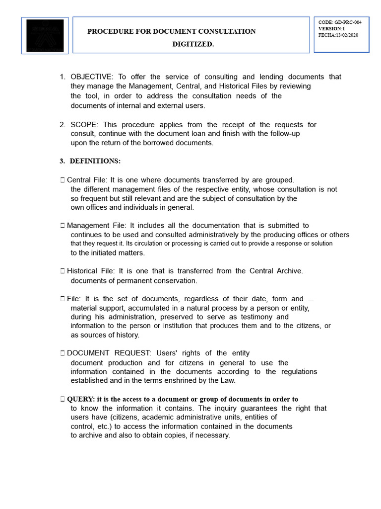 Document consultation and loan procedure.docx | PDF | Information | Archive