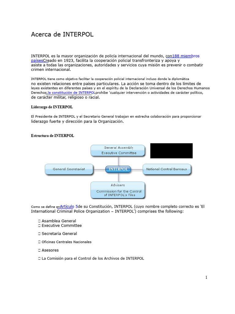Estructura y Funciones de INTERPOL | PDF | Policía | Bases de datos