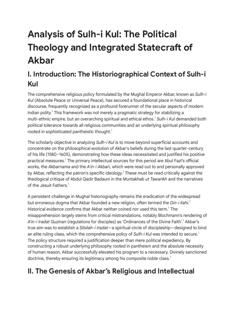 Akbar's Sulh-I Kul Policy Analysis | PDF | God | Spirituality