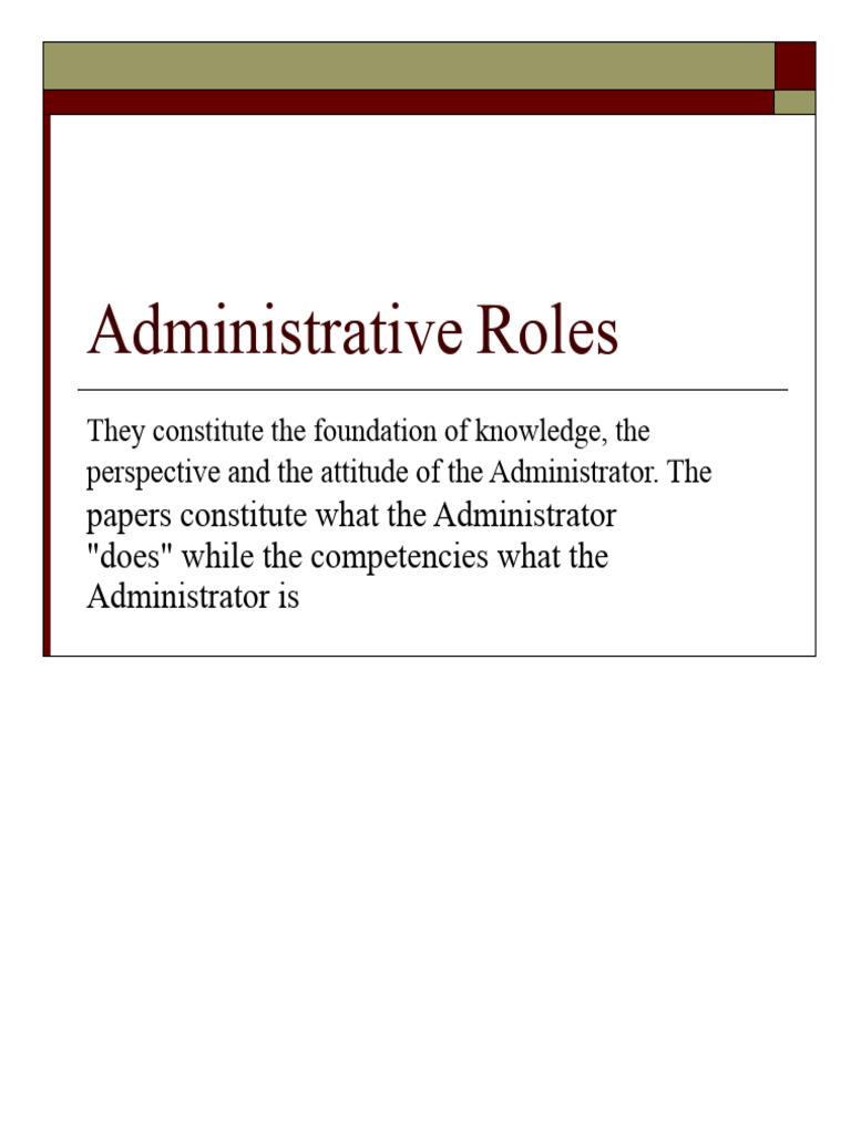 Administrative Roles | PDF | Entrepreneurship | Conflict Resolution