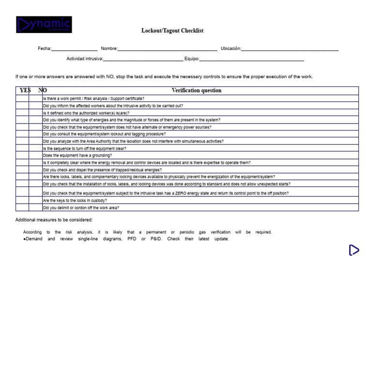 Lockout and Tagout Checklist (1) | PDF | Safety