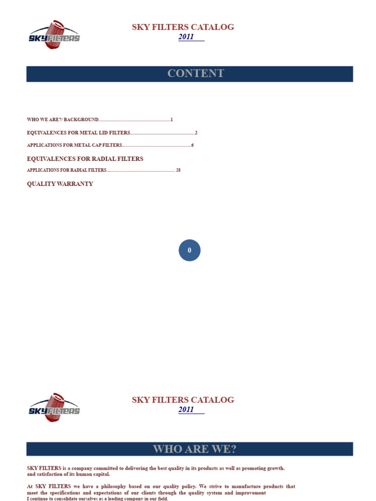 Sky Filters 2011 Product Catalog | PDF | Loader (Equipment ...