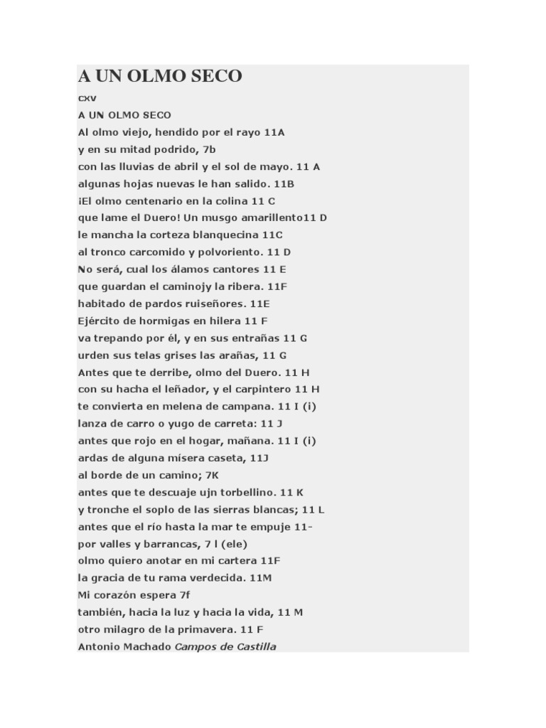 A Un Olmo Seco Machado | PDF | Poesía | Arboles