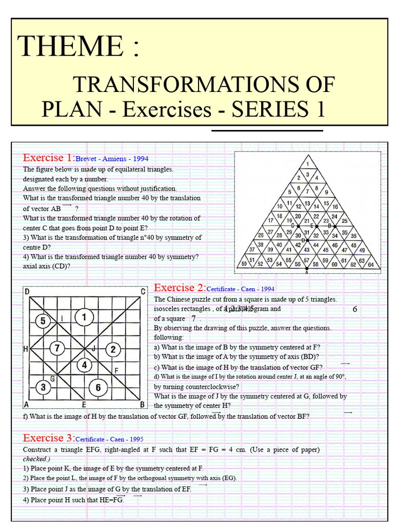 Transformations of Triangles Exercises | PDF | Rotation | Rectangle