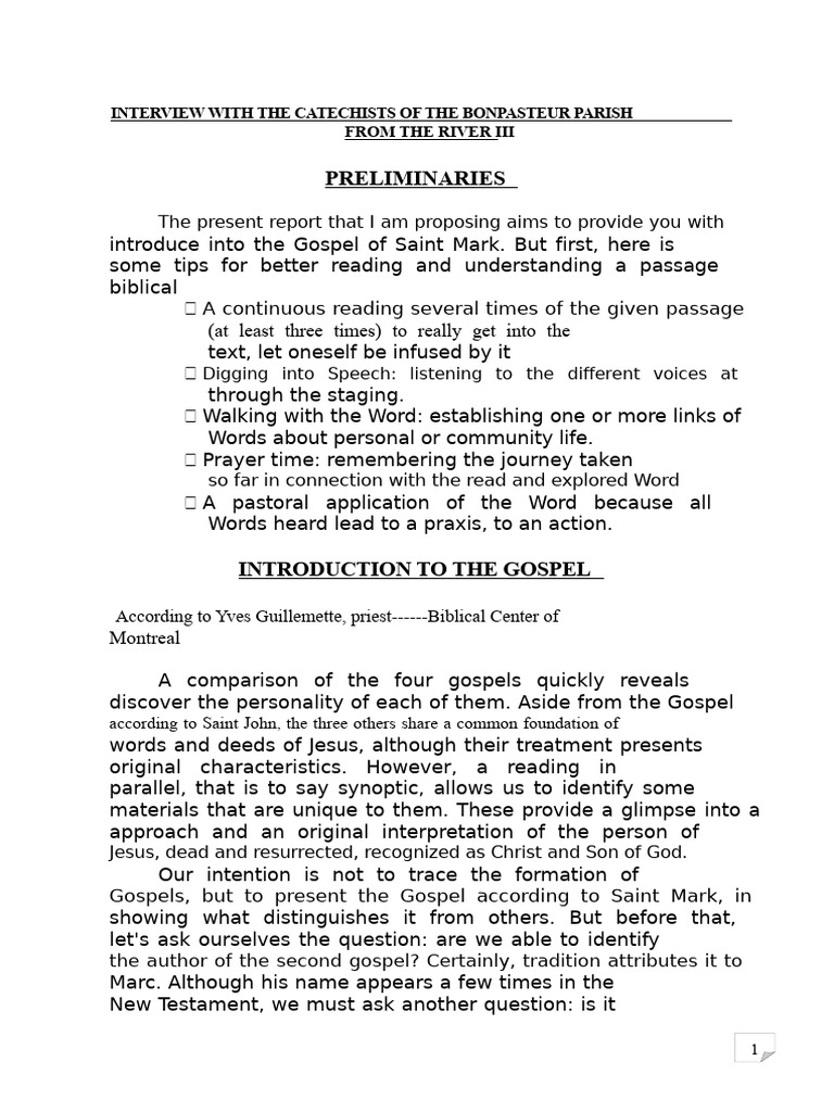 Understanding the Gospel of Mark | PDF | Jesus | Gospel Of Mark