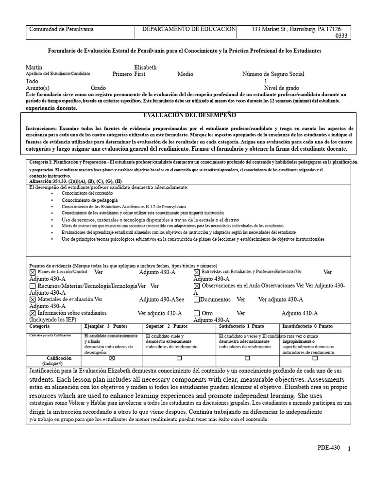 martin pde 430 examen parcial martinelizabeth | PDF | Maestros ...