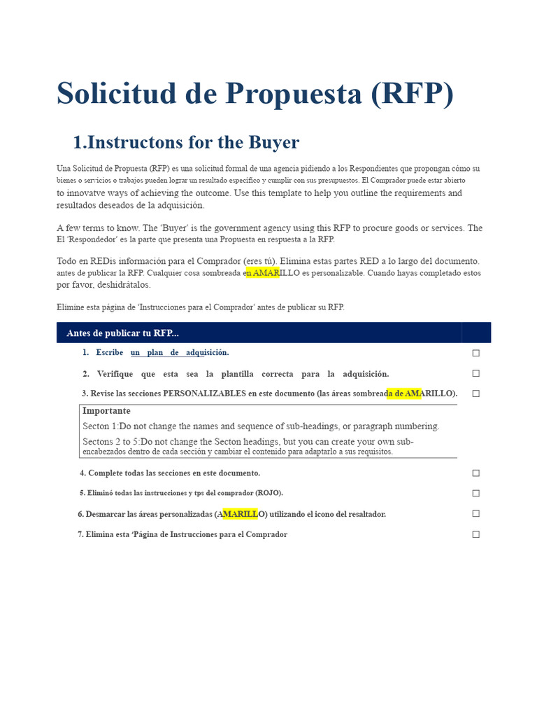 Guía para Solicitud de Propuesta (RFP) | PDF | Solicitud de propuesta