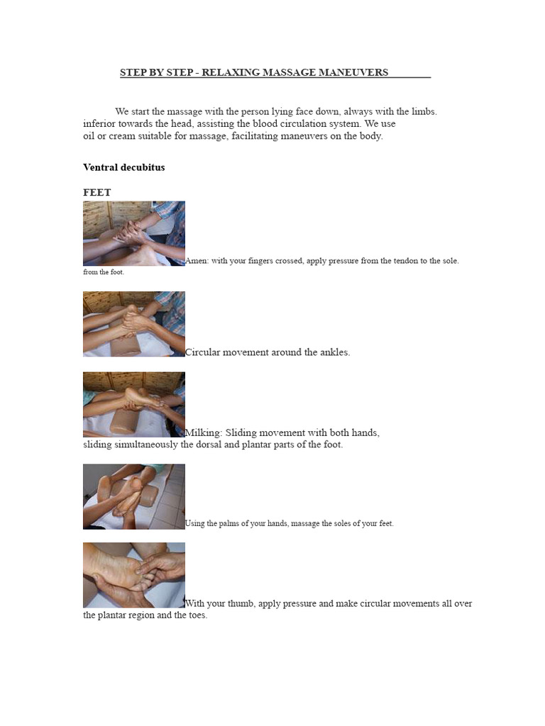 Step-by-Step Relaxing Massage Techniques | PDF | Foot | Human Leg