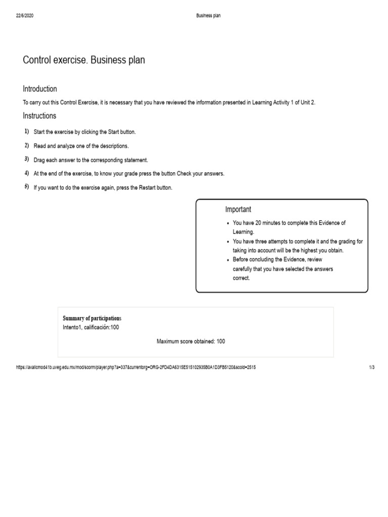 EA6. Control Exercise. Business Plan (Control Exercise) | PDF | Business