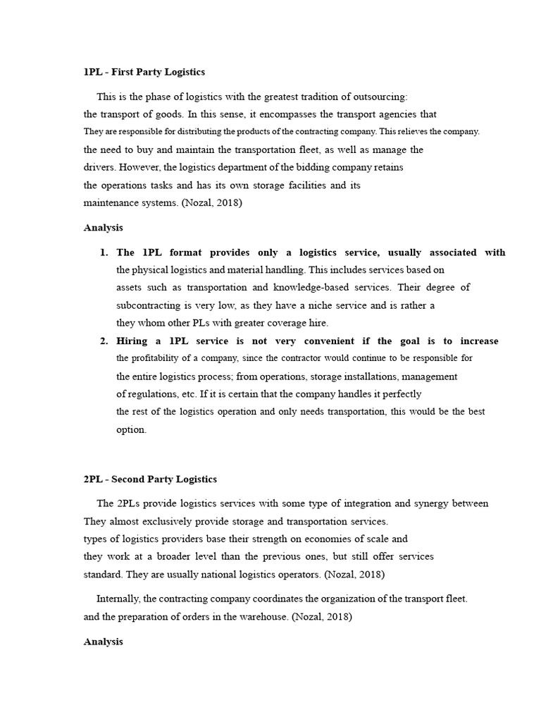 Types of Logistics Operators Explained | PDF | Logistics | Supply Chain