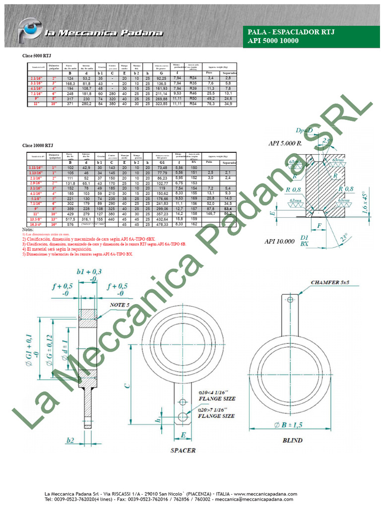 API de espaciador de pala 5000 10000 RTJ | PDF