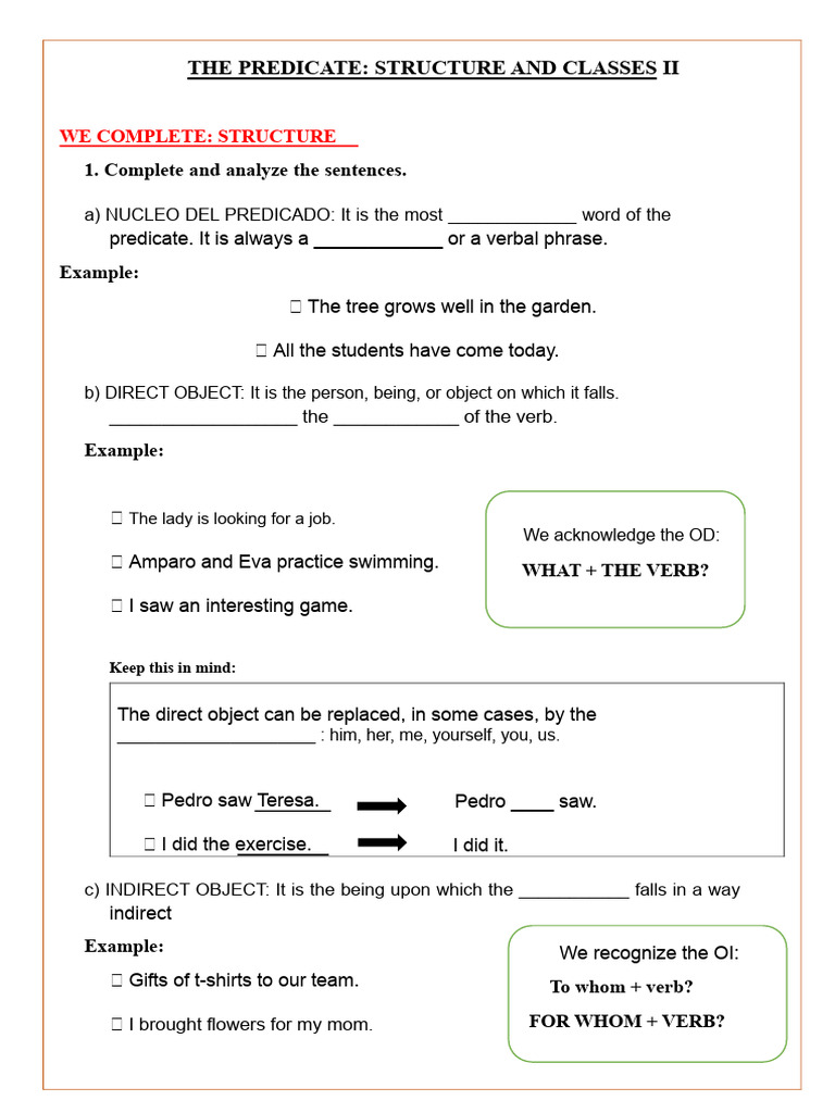 THE PREDICATE: STRUCTURE AND TYPES | PDF | Verb | Predicate (Grammar)