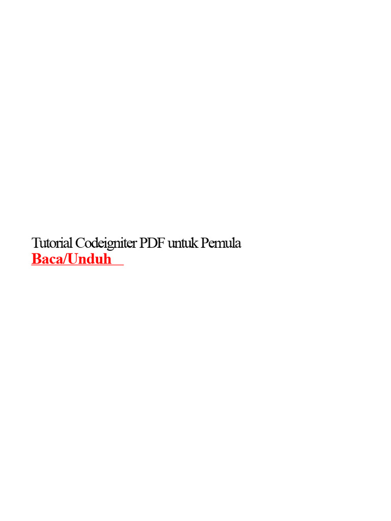 Tutorial CodeIgniter Pemula PDF Gratis | PDF
