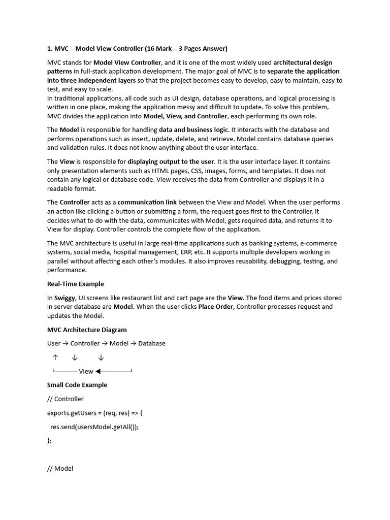 Fsd Notes Final | PDF | Model–View–Controller | Software Engineering