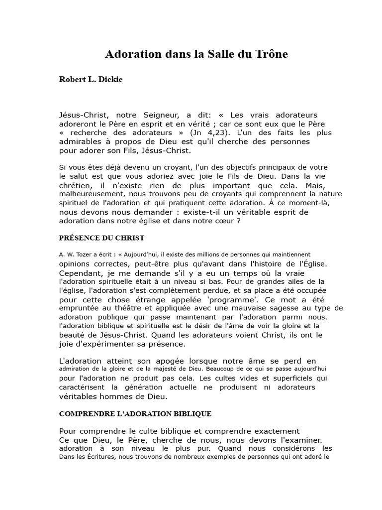 Adoration spirituelle et centrale à Dieu | PDF | Dieu | Église chrétienne