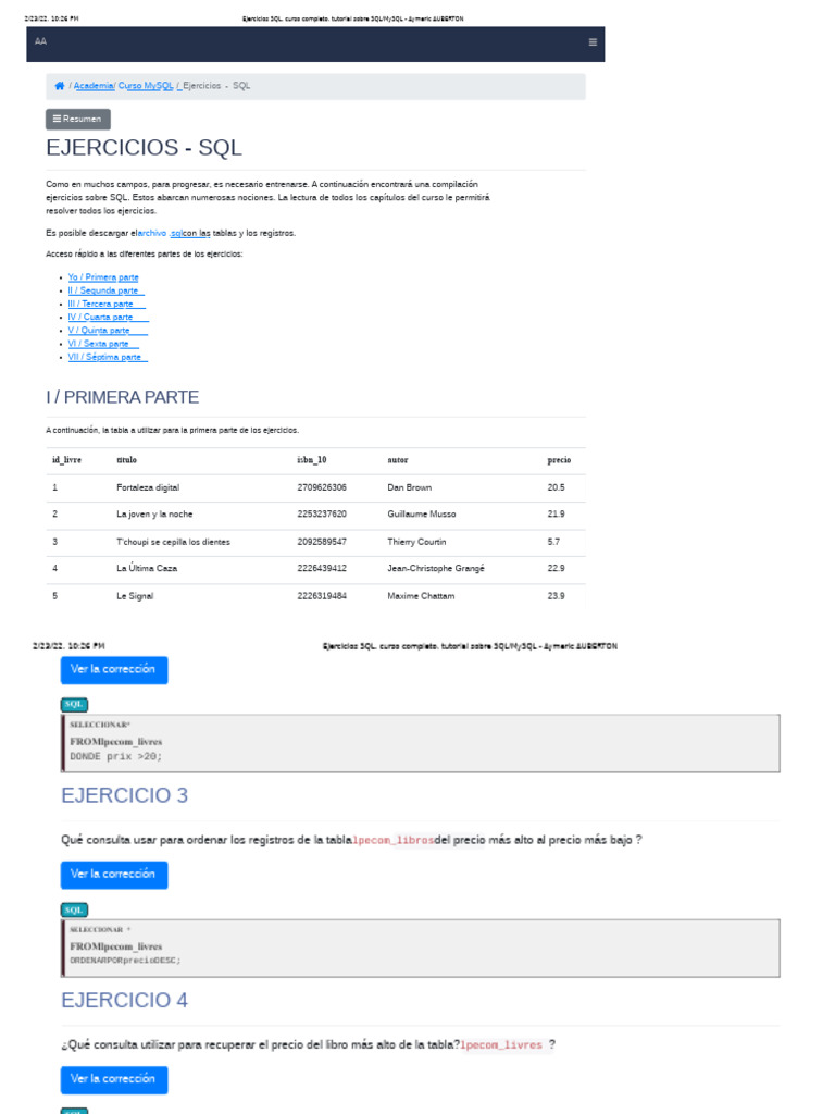 Ejercicios Prácticos de SQL y MySQL | PDF | SQL | Bases de datos