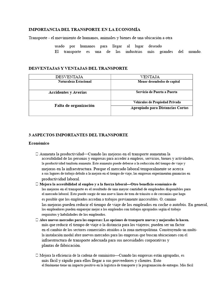Impacto del Transporte en la Economía | PDF | Transporte | Infraestructura
