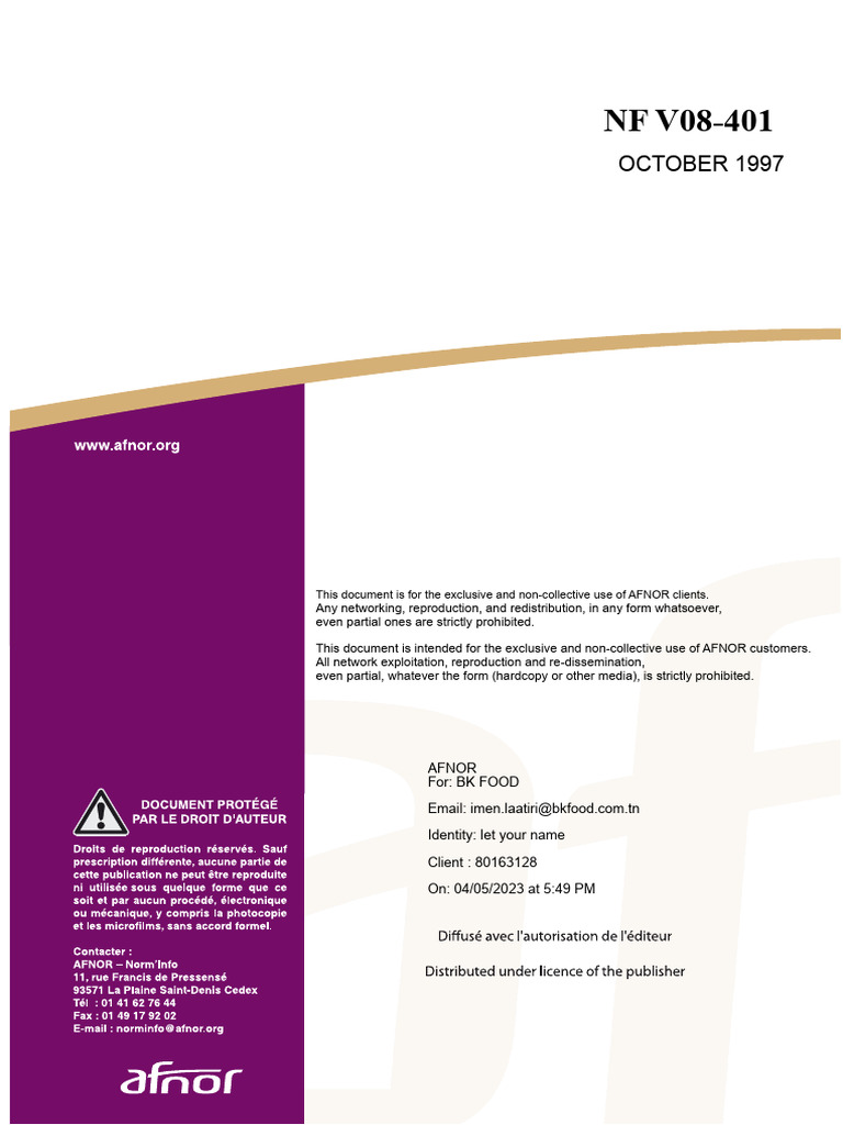 Food Microbiology Stability Control Standard | PDF