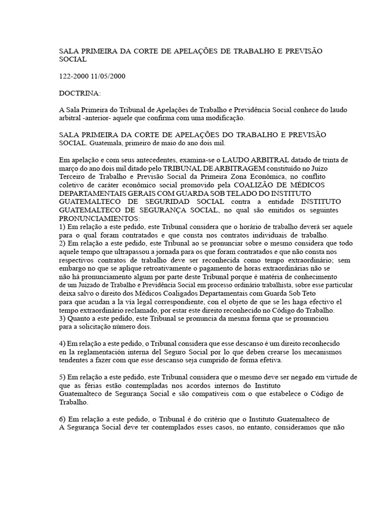 Laudo Arbitral da Corte de Trabalho | PDF | Arbitragem | Sentença ...