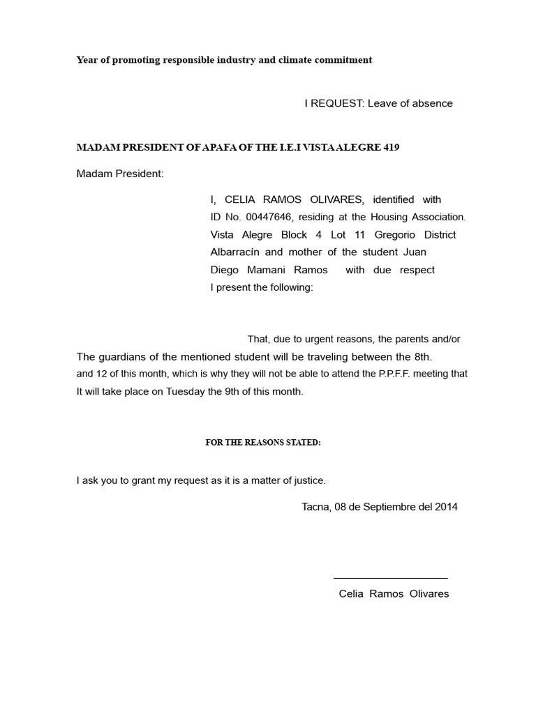 Leave of Absence Request for Meeting | PDF