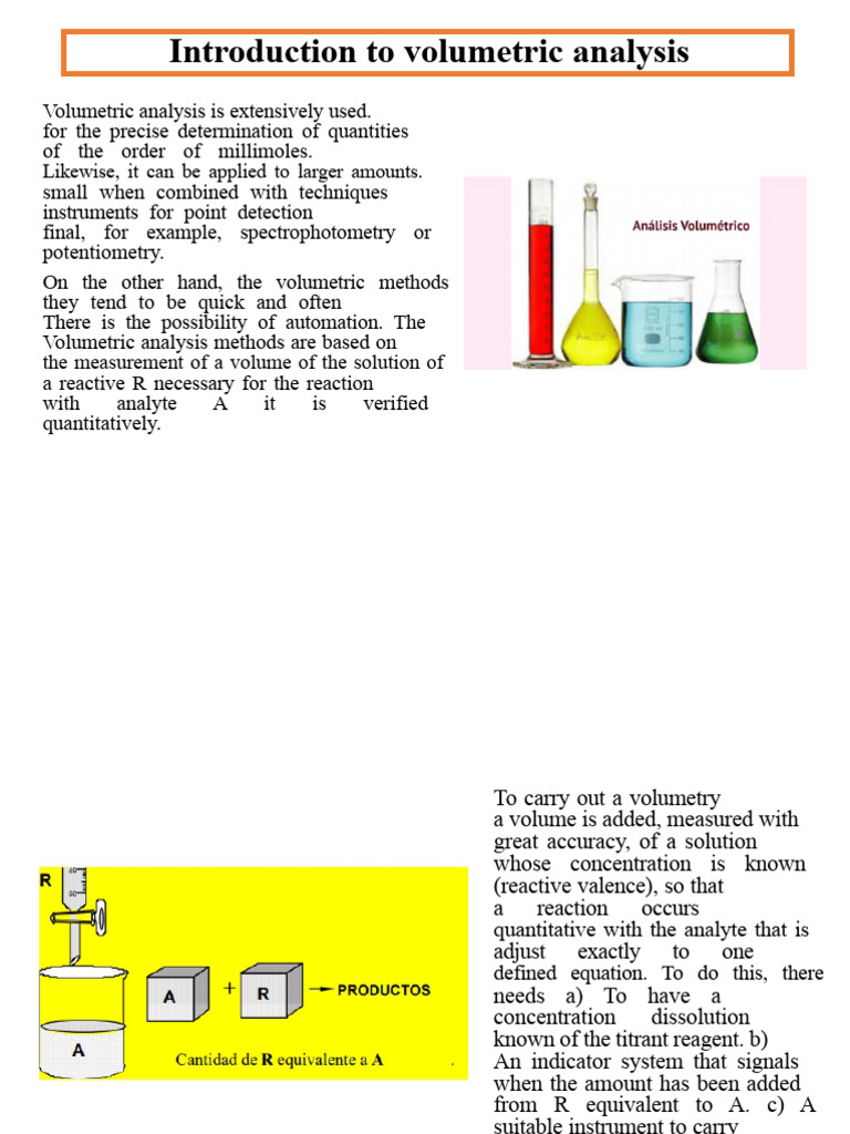 Volumetric Analysis: Methods and Techniques | PDF | Titration | Chemistry
