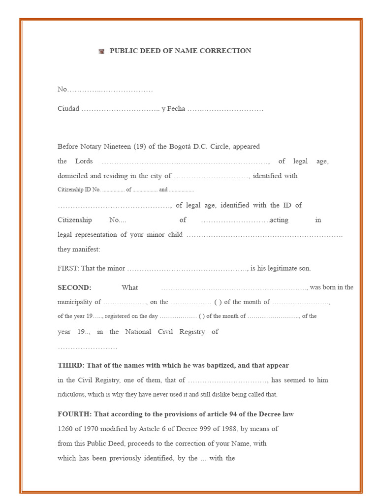 PUBLIC DEED OF NAME CORRECTION | PDF | International Law | Legal Documents