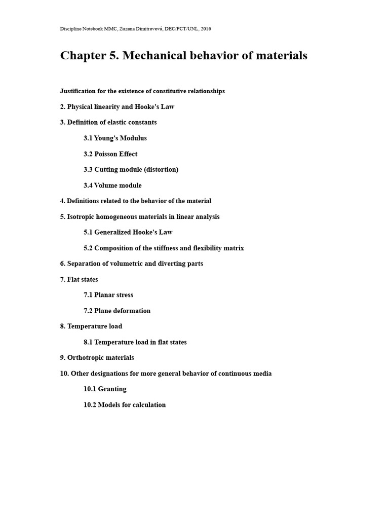 Mechanical behavior of materials | PDF | Young's Modulus | Elasticity ...