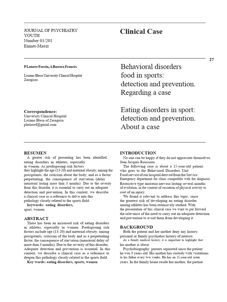 Eating Disorders in Young Athletes | PDF | Anorexia Nervosa | Eating ...