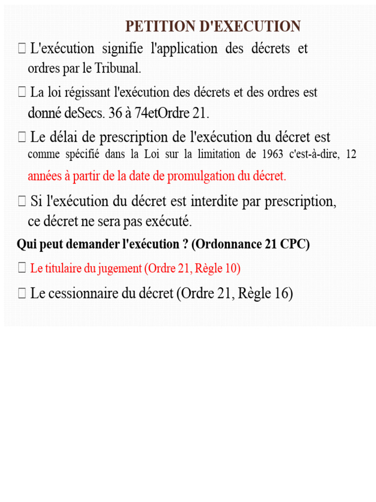 Pétition d'exécution de décret judiciaire | PDF | Débiteur | Prison
