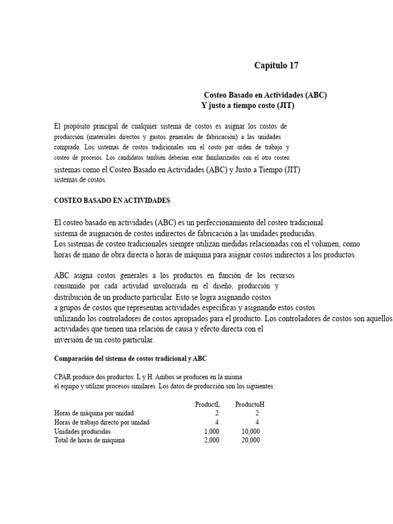 Costeo ABC y JIT: Sistemas de Costos Eficientes | PDF | Lean ...