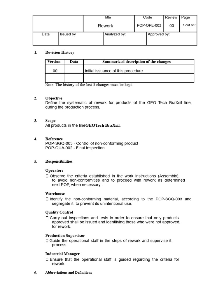 POP OPE 003 00 Rework | PDF