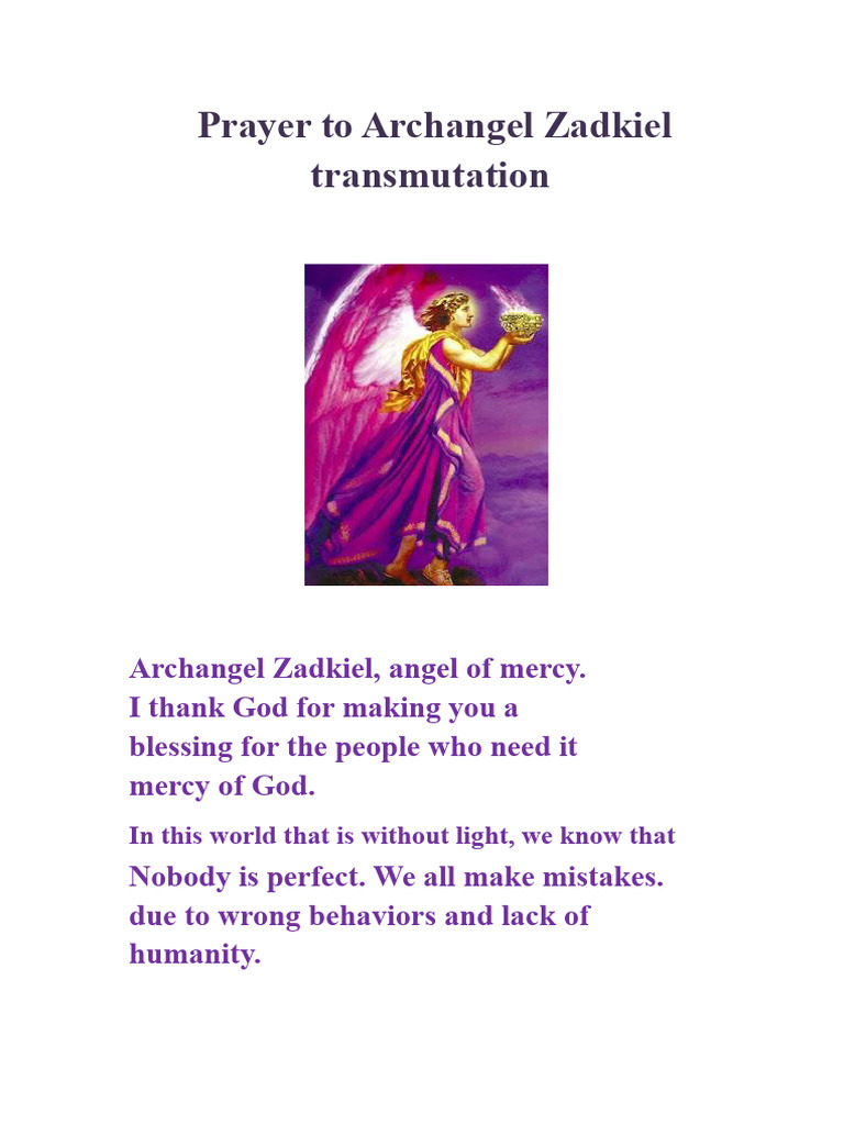 Prayer for Mercy to Archangel Zadkiel | PDF