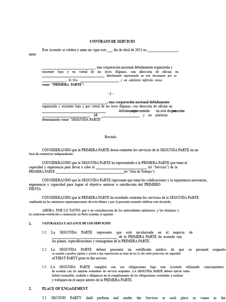 Contrato de Servicio entre Partes Filipinas | PDF | Justicia | Crimen y ...