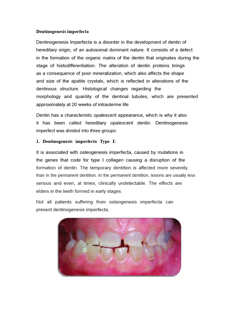 Dentinogenesis Imperfecta | PDF | Dentin | Human Tooth