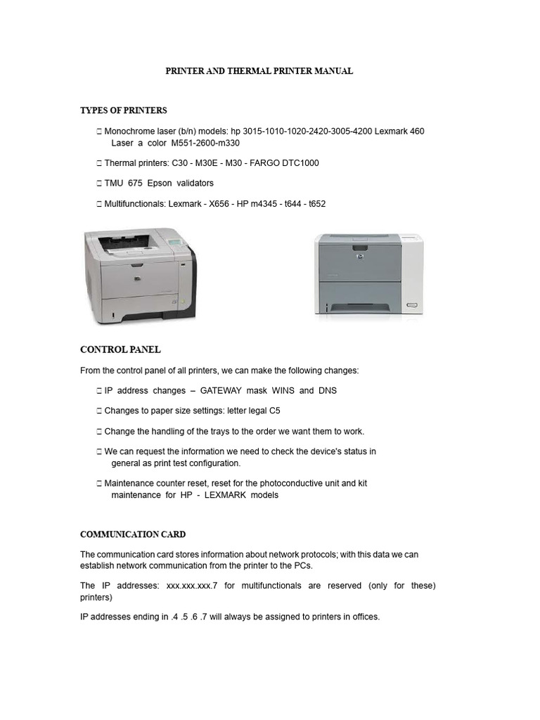 Printer and Thermal Printer Setup Guide | PDF | Printer (Computing ...