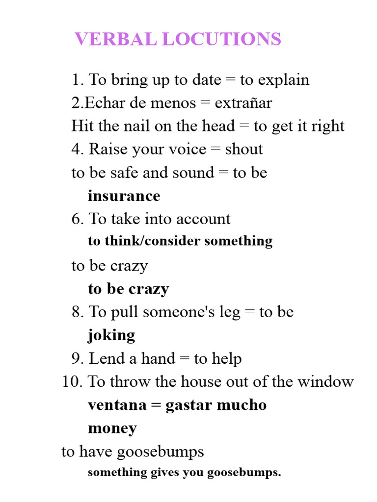 Common Verbal Locutions Explained | PDF