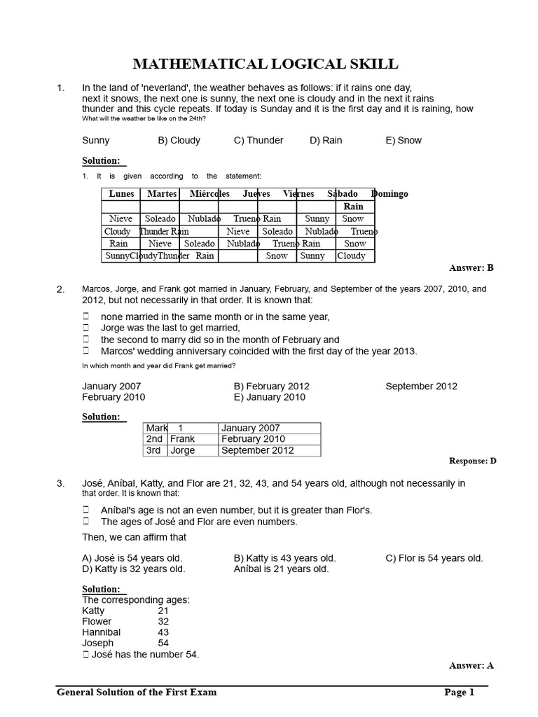 Logical Math Problems and Solutions | PDF