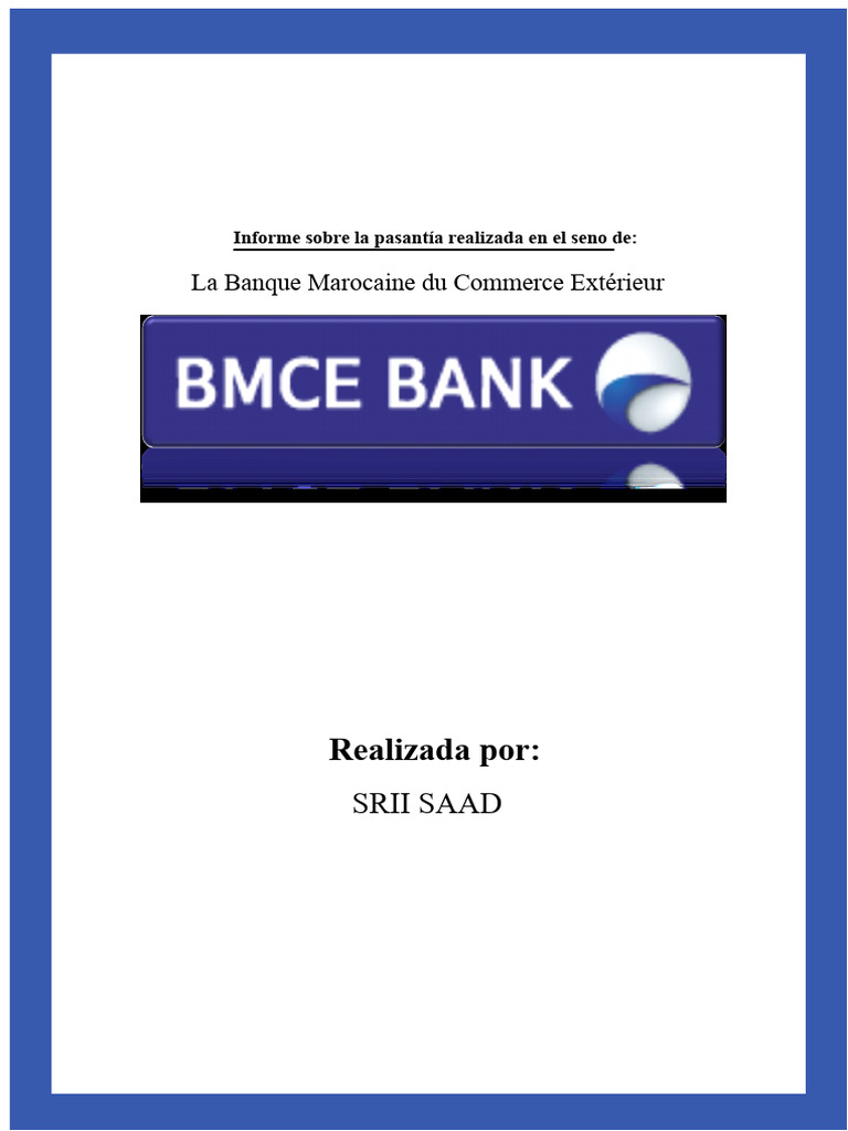 Informe de Pasantía en BMCE Bank Skhirat | PDF | Cheque | Bancos
