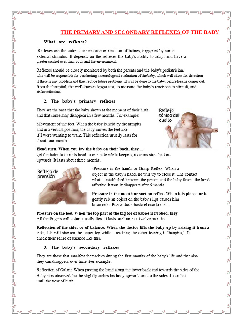 Baby Reflexes: Primary & Secondary Guide | PDF | Hand