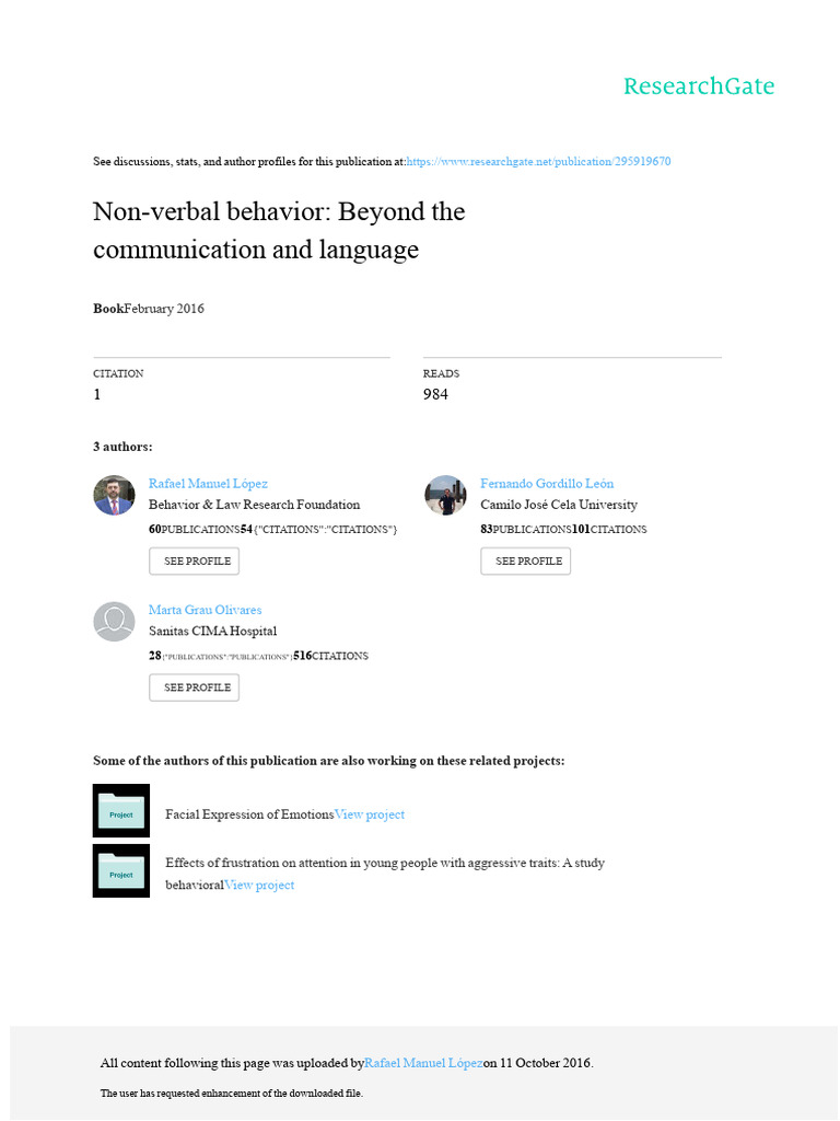Non-Verbal Behavior Analysis Guide | PDF | Nonverbal Communication ...
