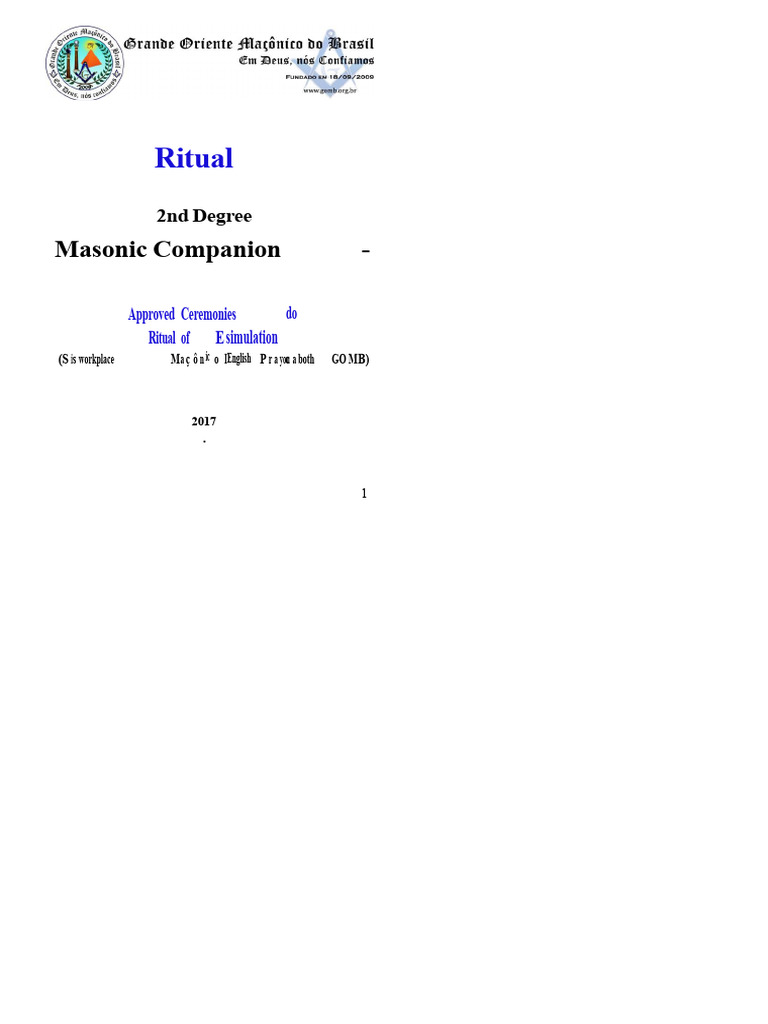 Masonic Companion 2nd Degree Ritual Guide | PDF | Freemasonry | Masonic ...