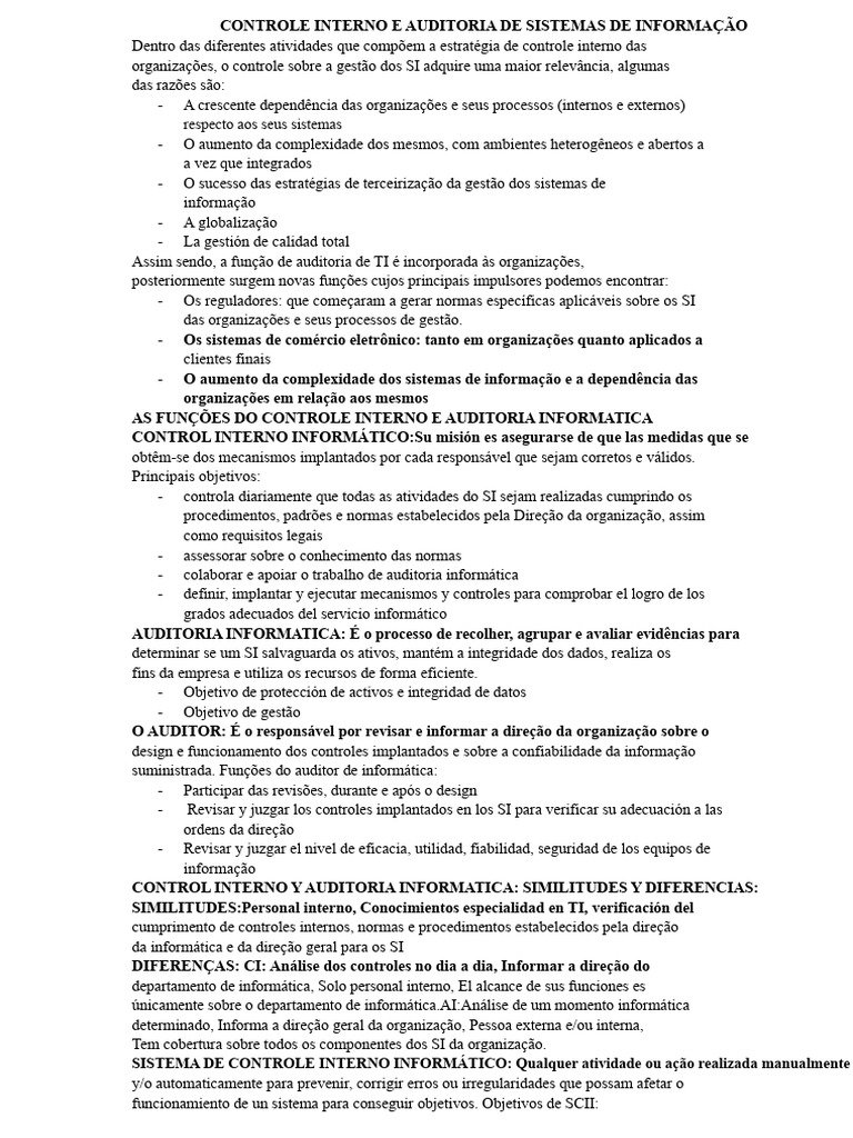 Controle Interno e Auditoria de TI | PDF | Cobit | Tecnologia da Informação