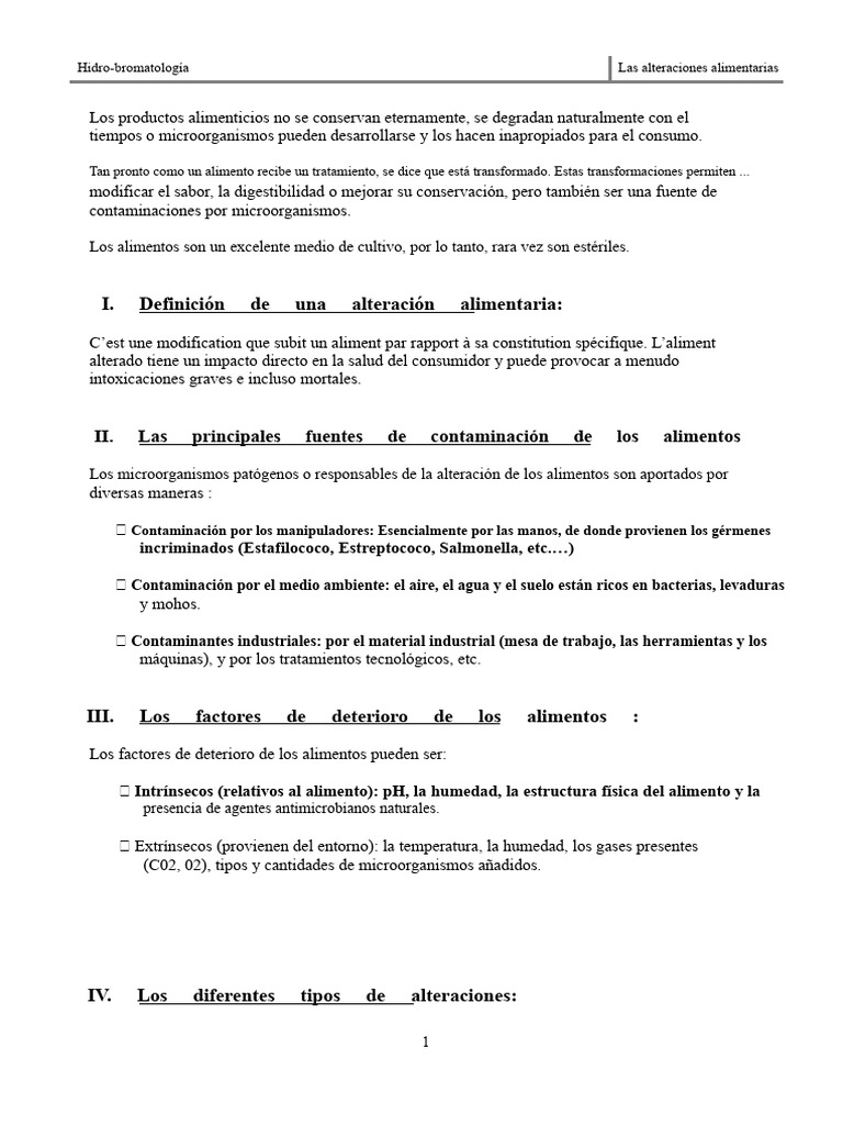 Las Alteraciones Alimentarias | PDF | Alimentos | Leche