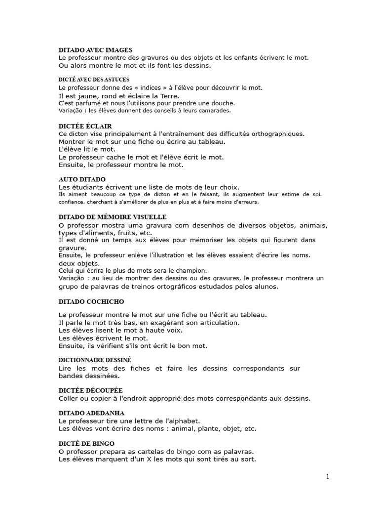 Activités de dictée créatives en classe | PDF | Syllabe | Apprentissage