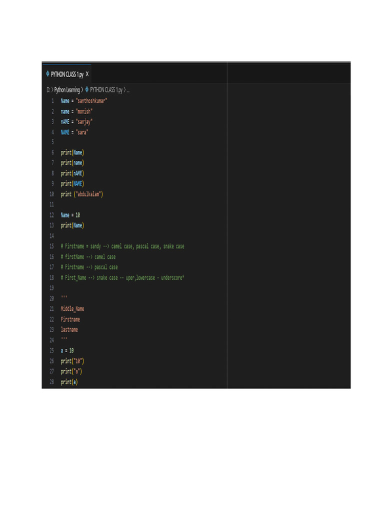 Python Class 1 Notes | PDF