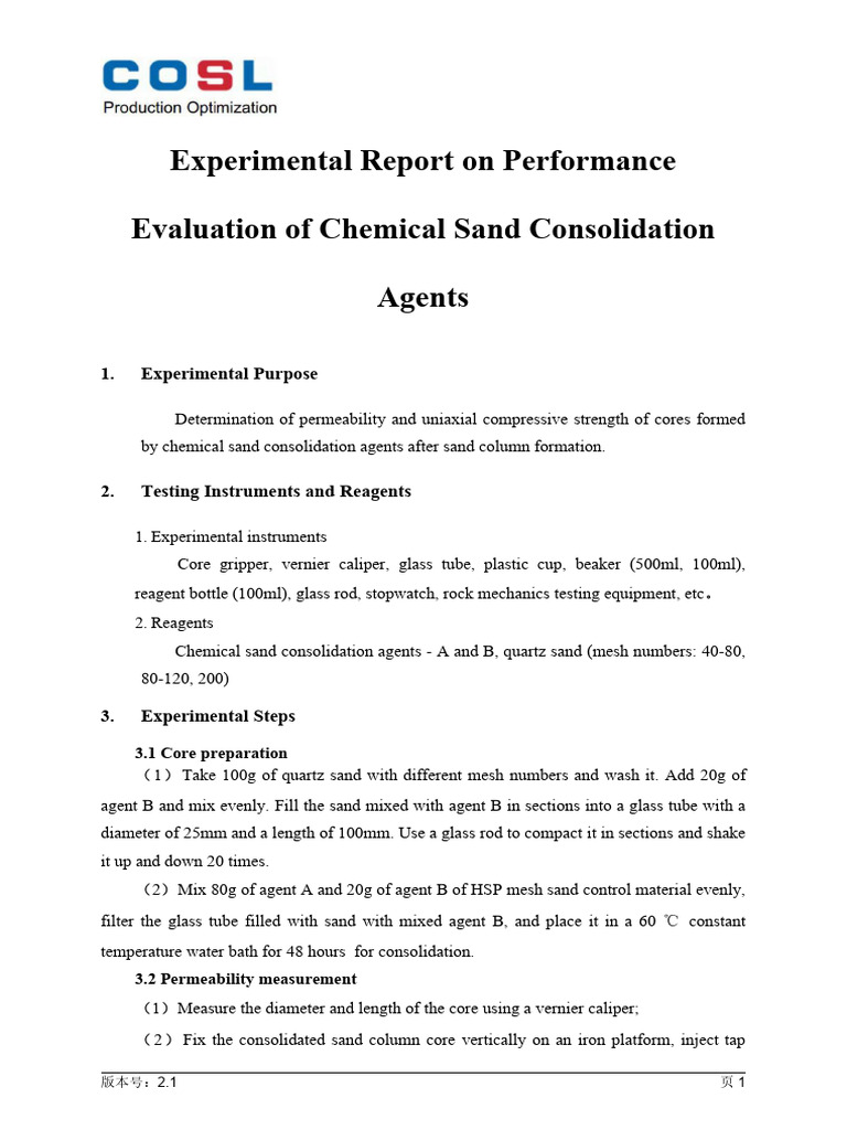 Performance Evaluation of Sand Consolidation | PDF